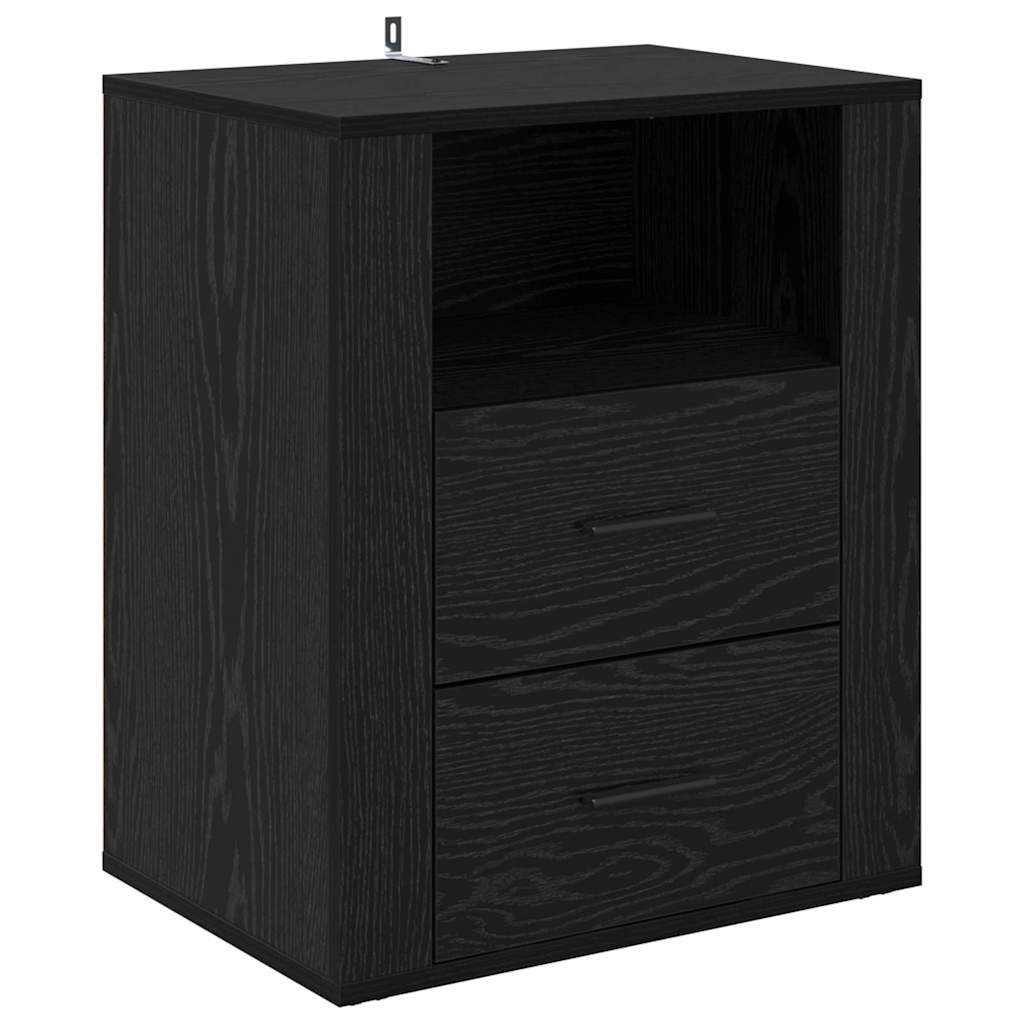Nachtkastje met lade Zwart Eiken 35 x 50 x 60 cm Bewerkt hout