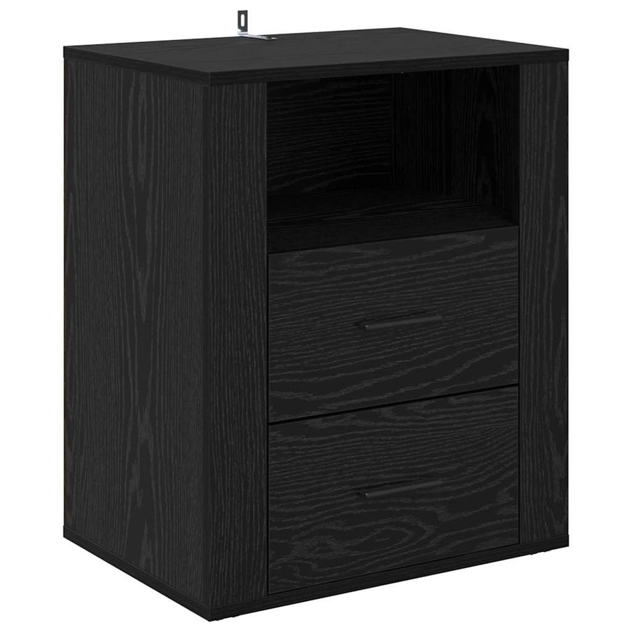 Nachtkastje met lade Zwart Eiken 35 x 50 x 60 cm Bewerkt hout
