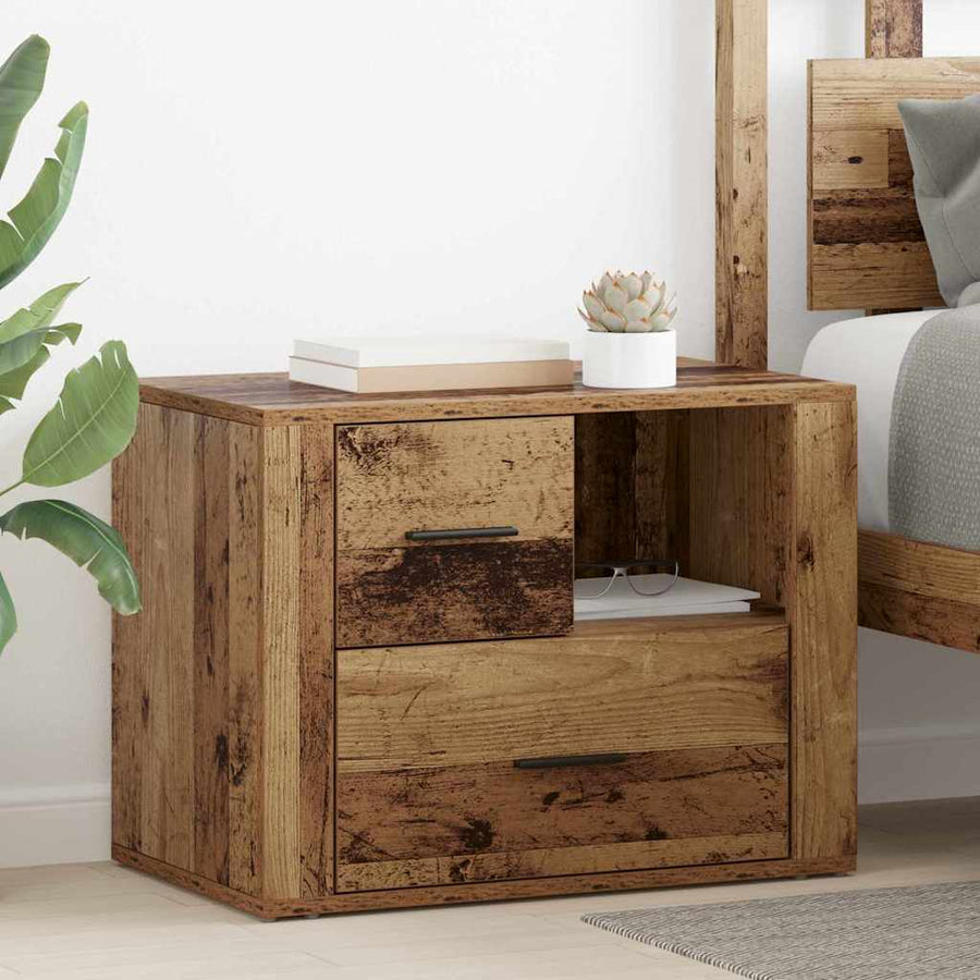Nachtkastje met lade Oudhout 35 x 60 x 50 cm Bewerkt hout