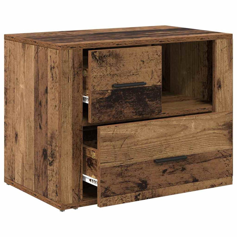 Nachtkastje met lade Oudhout 35 x 60 x 50 cm Bewerkt hout