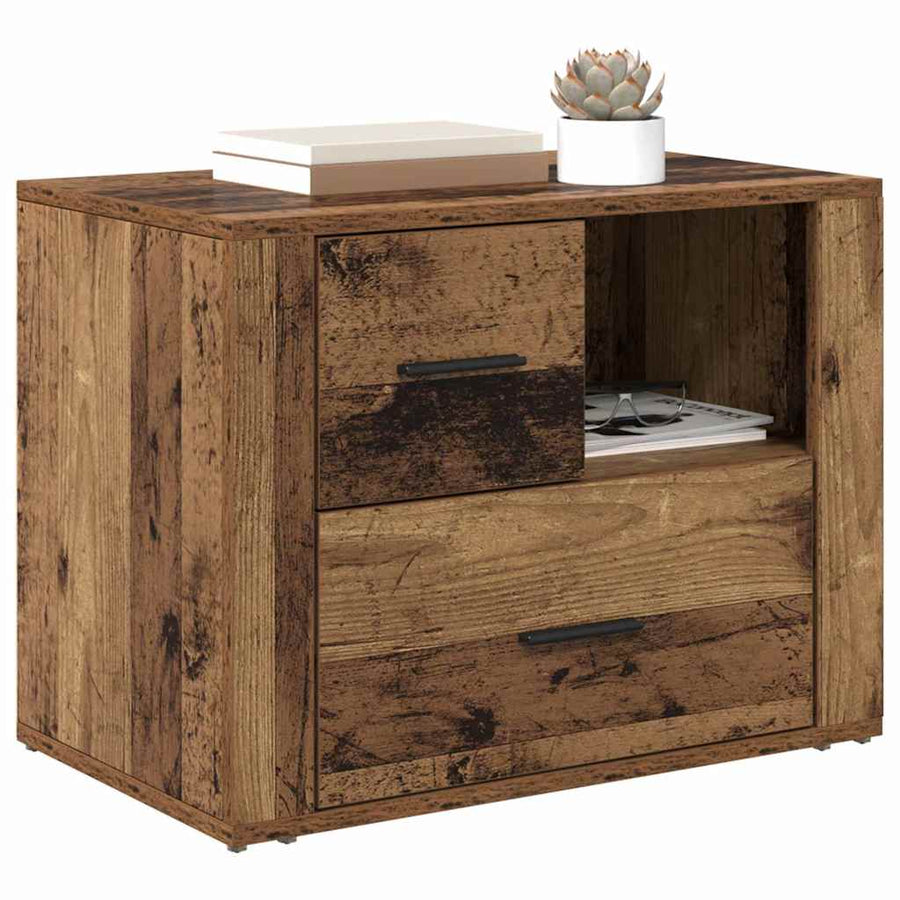 Nachtkastje met lade Oudhout 35 x 60 x 50 cm Bewerkt hout