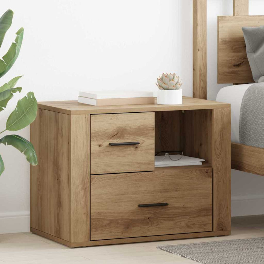 Nachtkastje met lade Artisan Eiken 35 x 60 x 50 cm Bewerkt hout