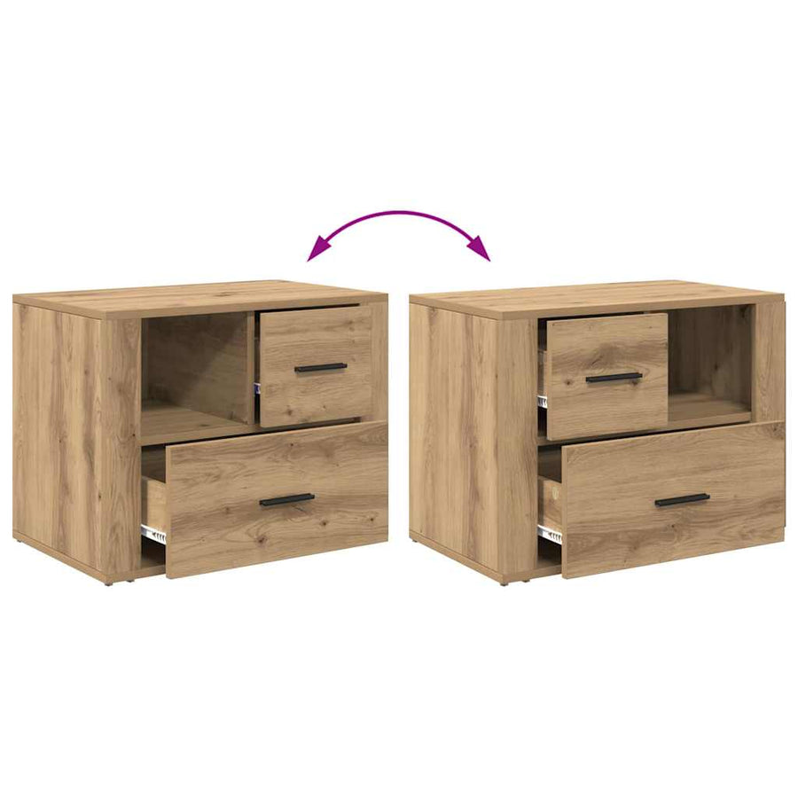 Nachtkastje met lade Artisan Eiken 35 x 60 x 50 cm Bewerkt hout