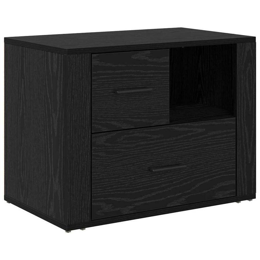 Nachtkastje met lade Zwart Eiken 35 x 60 x 50 cm Bewerkt hout