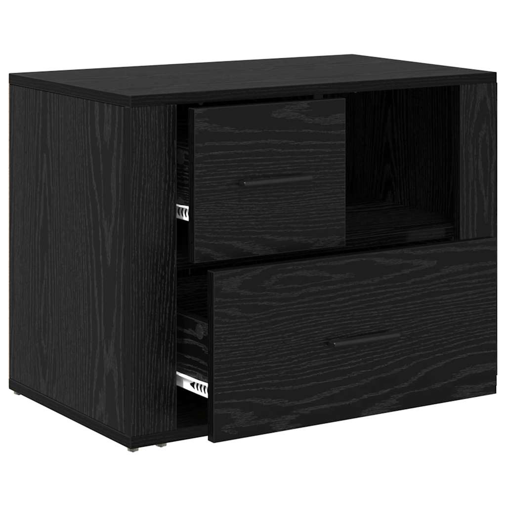 Nachtkastje met lade Zwart Eiken 35 x 60 x 50 cm Bewerkt hout