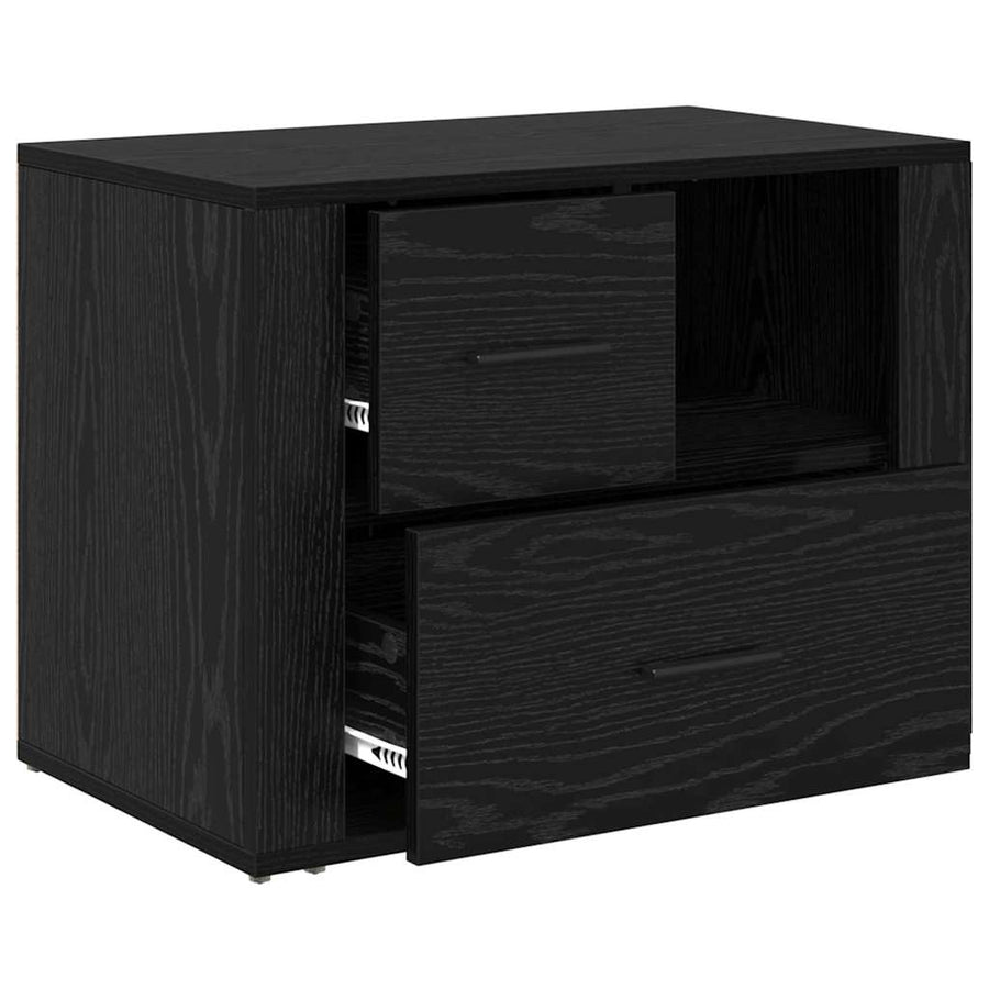 Nachtkastje met lade Zwart Eiken 35 x 60 x 50 cm Bewerkt hout