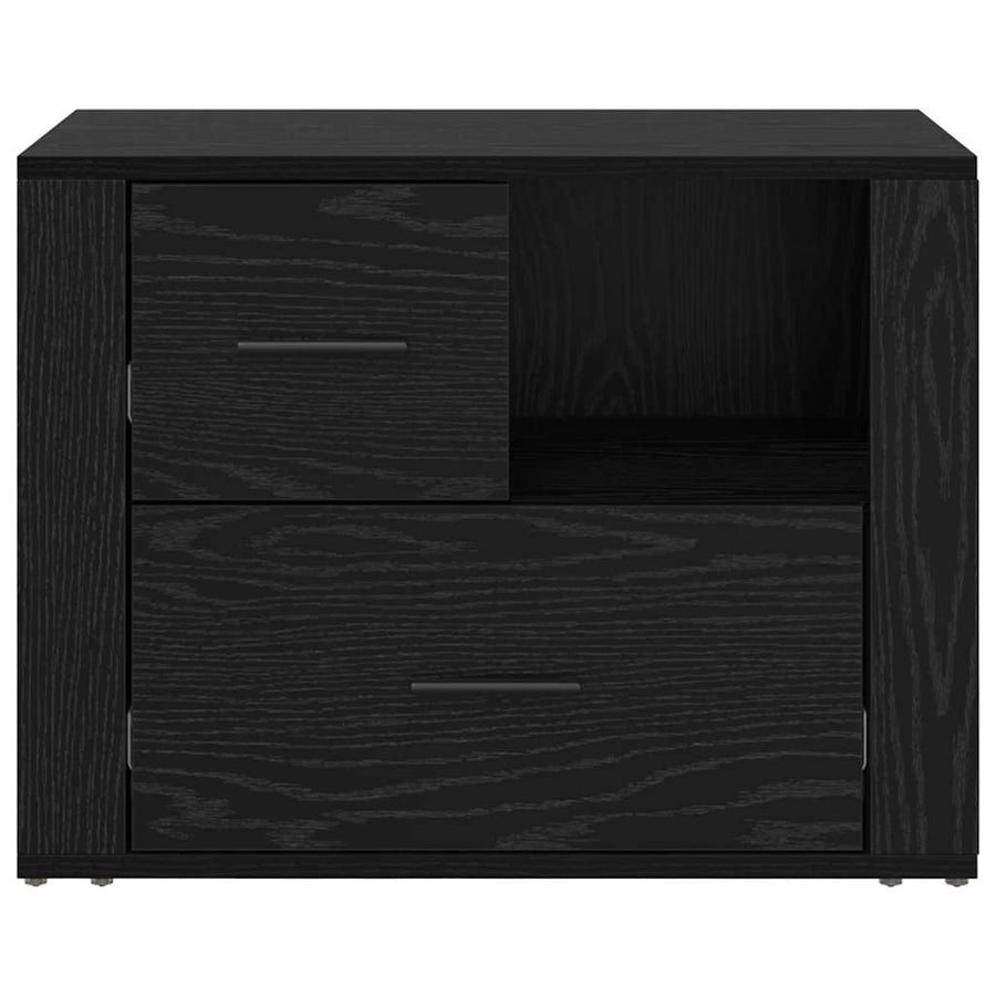 Nachtkastje met lade Zwart Eiken 35 x 60 x 50 cm Bewerkt hout