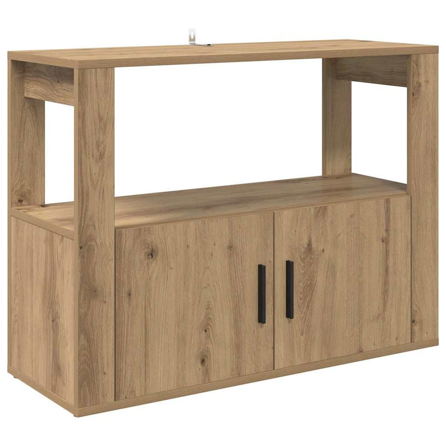 Dressoir artisanaal eikenkleurig 80 x 30 x 60 cm Bewerkt hout