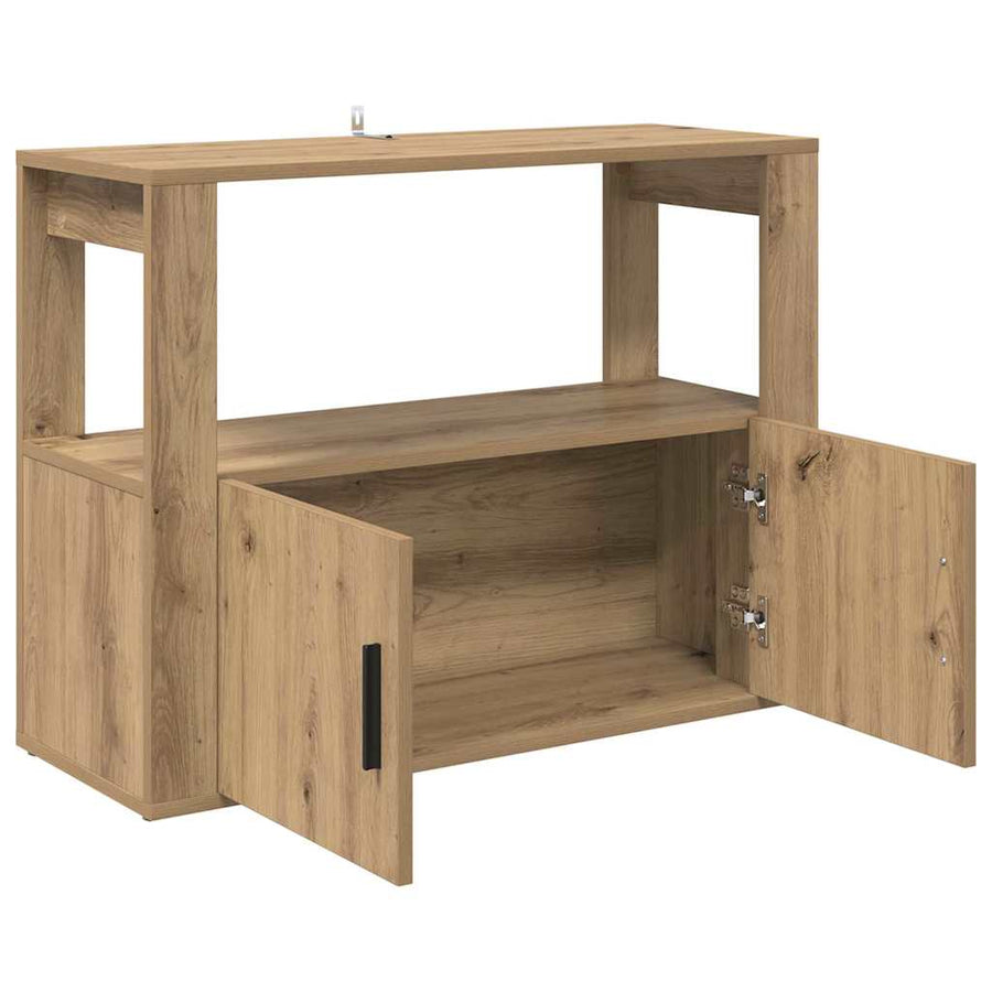 Dressoir artisanaal eikenkleurig 80 x 30 x 60 cm Bewerkt hout