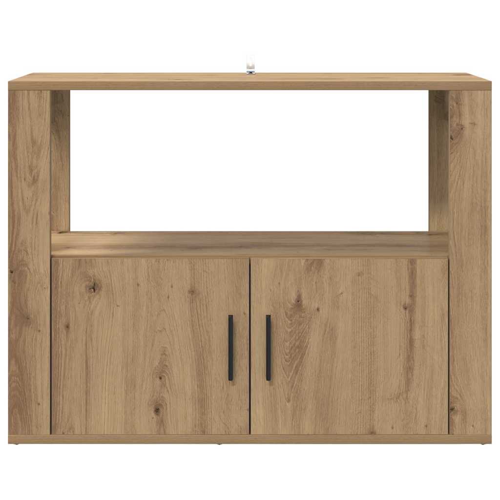 Dressoir artisanaal eikenkleurig 80 x 30 x 60 cm Bewerkt hout