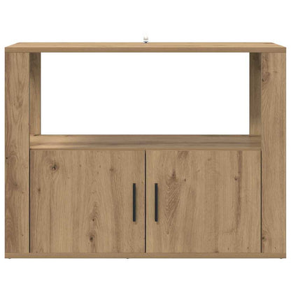 Dressoir artisanaal eikenkleurig 80 x 30 x 60 cm Bewerkt hout