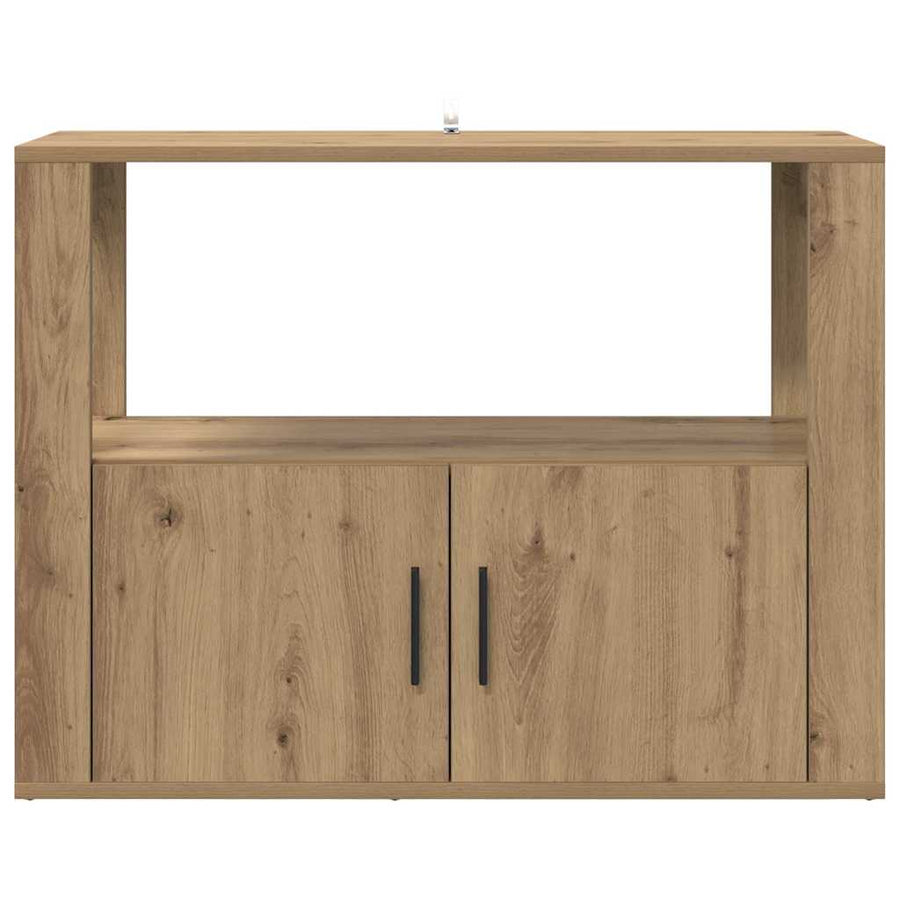 Dressoir artisanaal eikenkleurig 80 x 30 x 60 cm Bewerkt hout