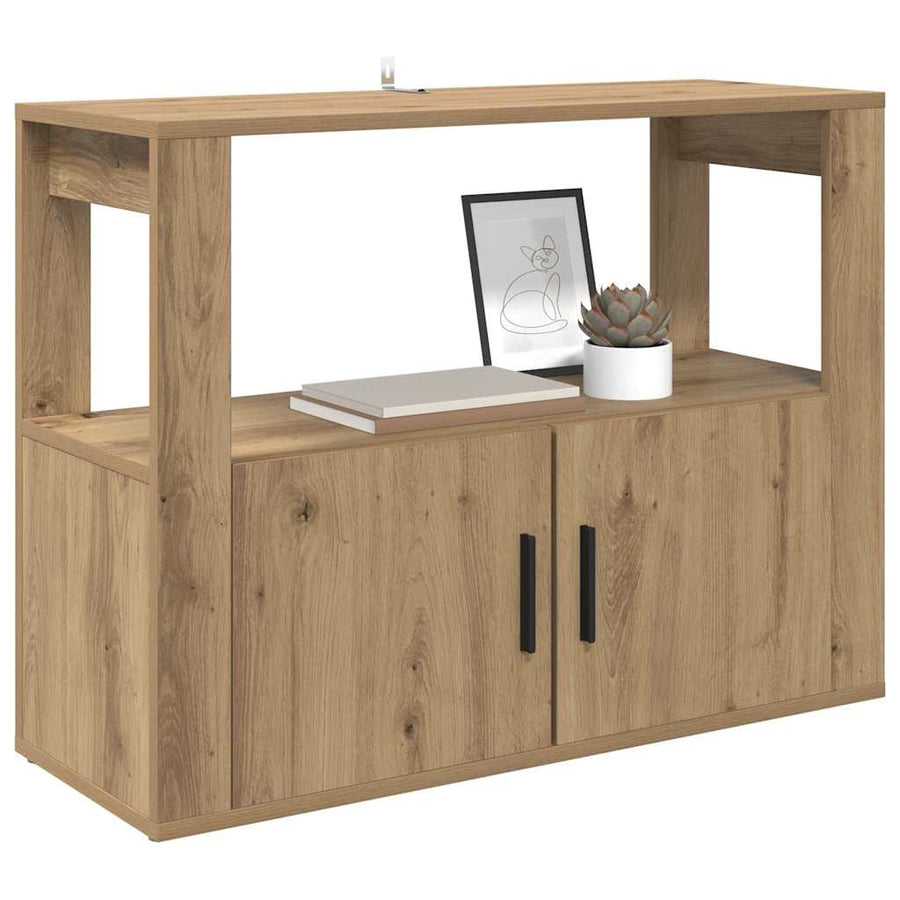 Dressoir artisanaal eikenkleurig 80 x 30 x 60 cm Bewerkt hout