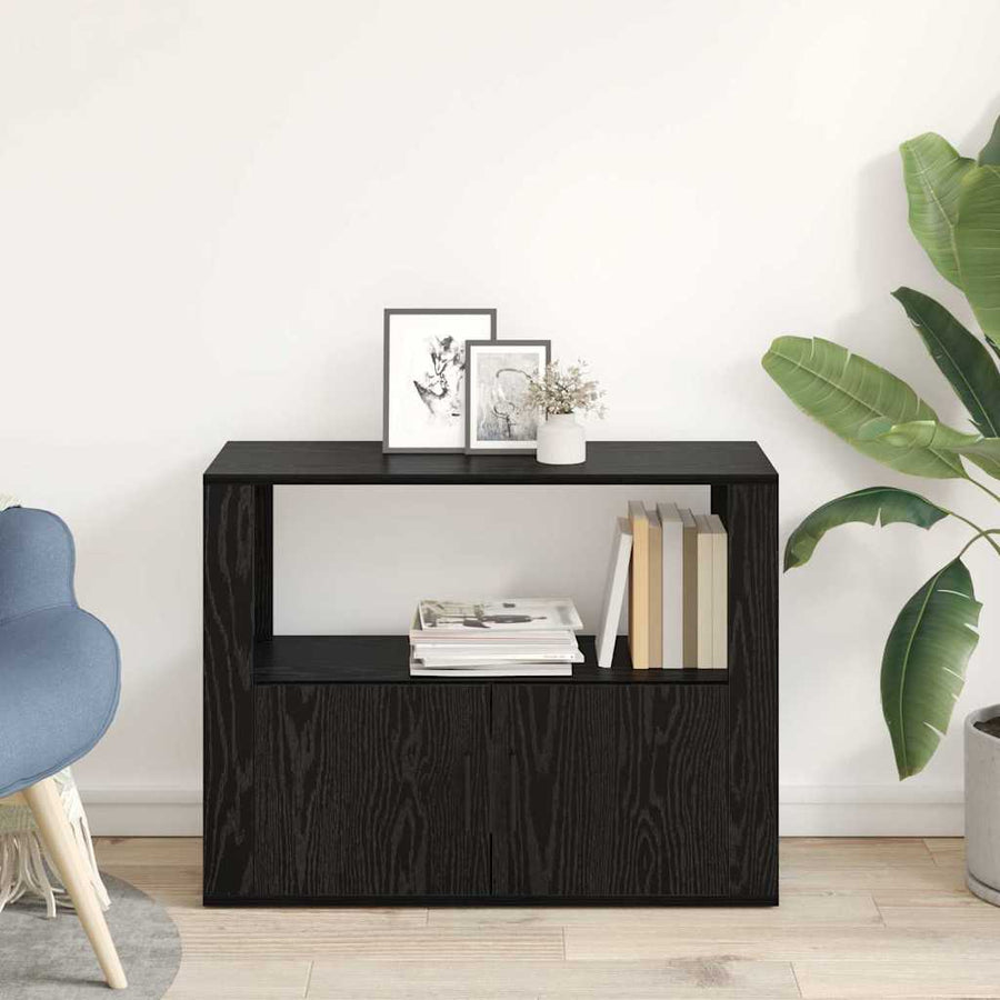 Dressoir Zwart eiken 80 x 30 x 60 cm Bewerkt hout