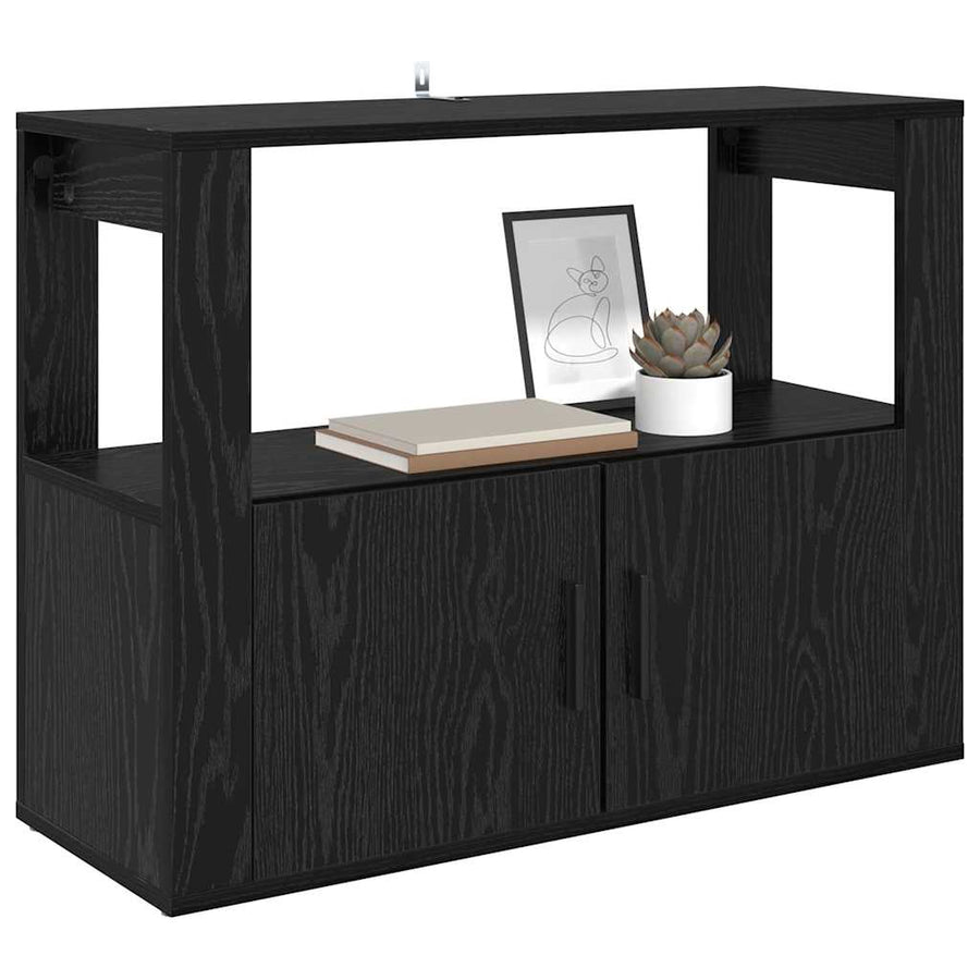 Dressoir Zwart eiken 80 x 30 x 60 cm Bewerkt hout