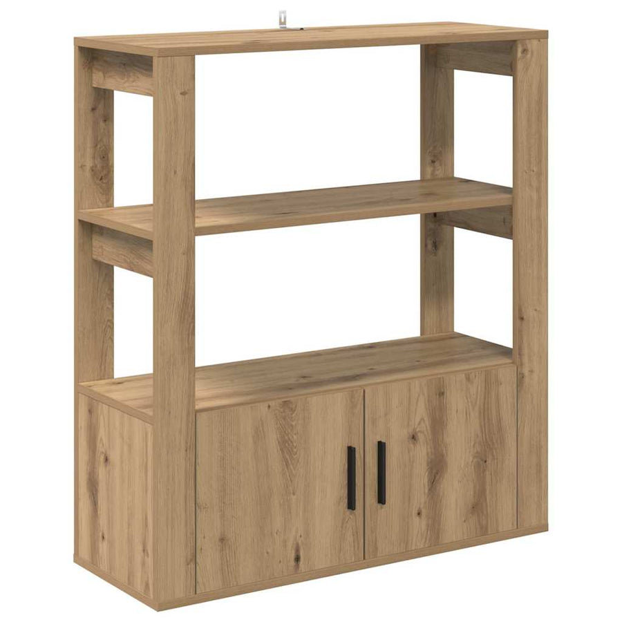 Dressoir artisanaal eikenkleurig 30 x 80 x 90 cm Bewerkt hout