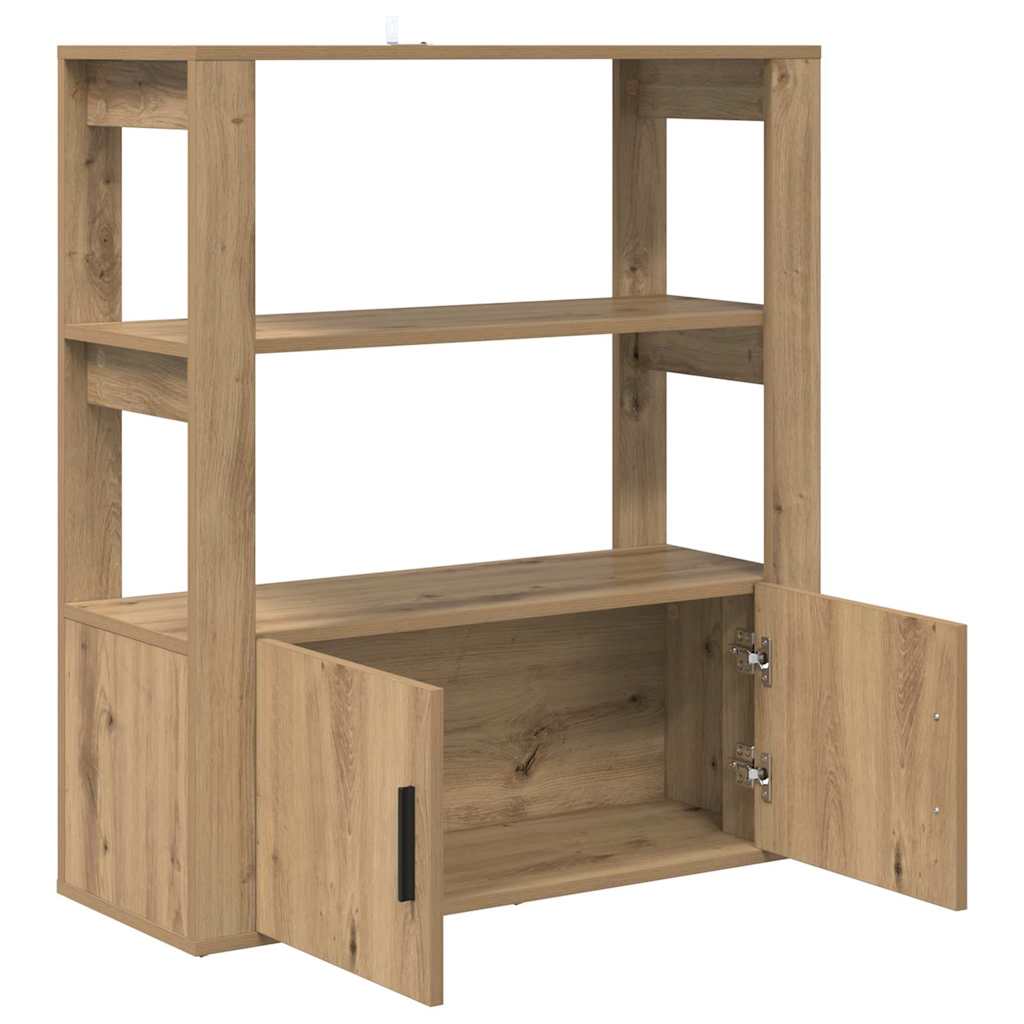 Dressoir artisanaal eikenkleurig 30 x 80 x 90 cm Bewerkt hout