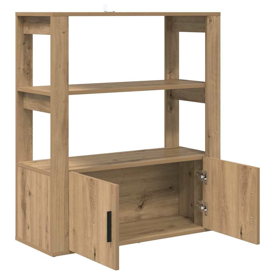 Dressoir artisanaal eikenkleurig 30 x 80 x 90 cm Bewerkt hout
