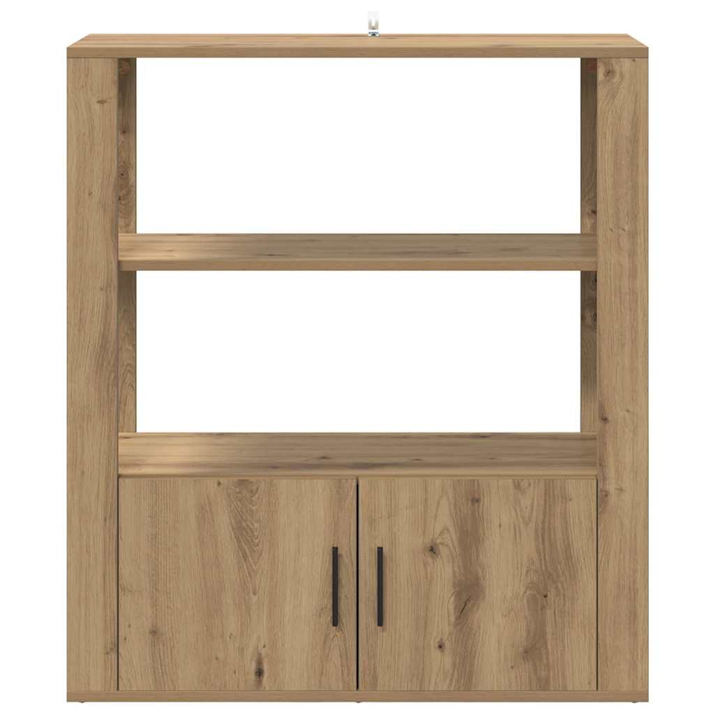 Dressoir artisanaal eikenkleurig 30 x 80 x 90 cm Bewerkt hout