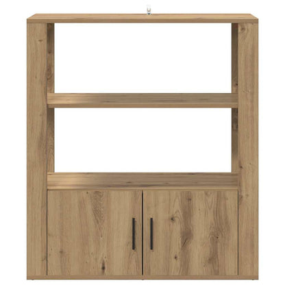 Dressoir artisanaal eikenkleurig 30 x 80 x 90 cm Bewerkt hout