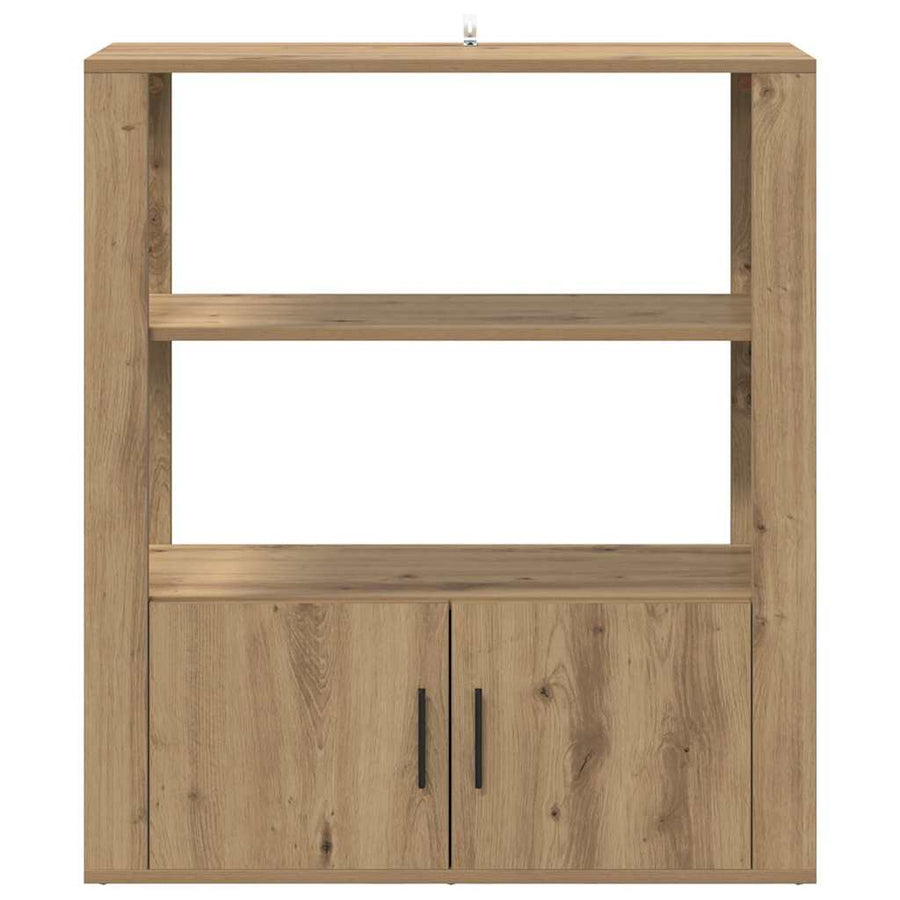 Dressoir artisanaal eikenkleurig 30 x 80 x 90 cm Bewerkt hout