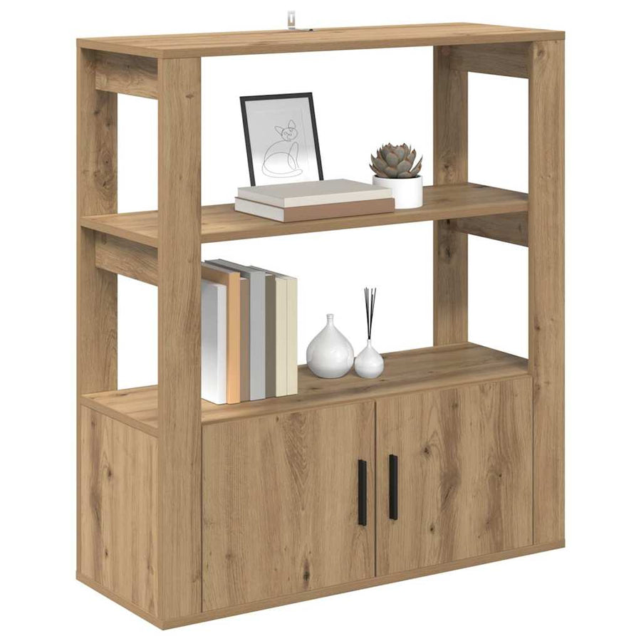 Dressoir artisanaal eikenkleurig 30 x 80 x 90 cm Bewerkt hout