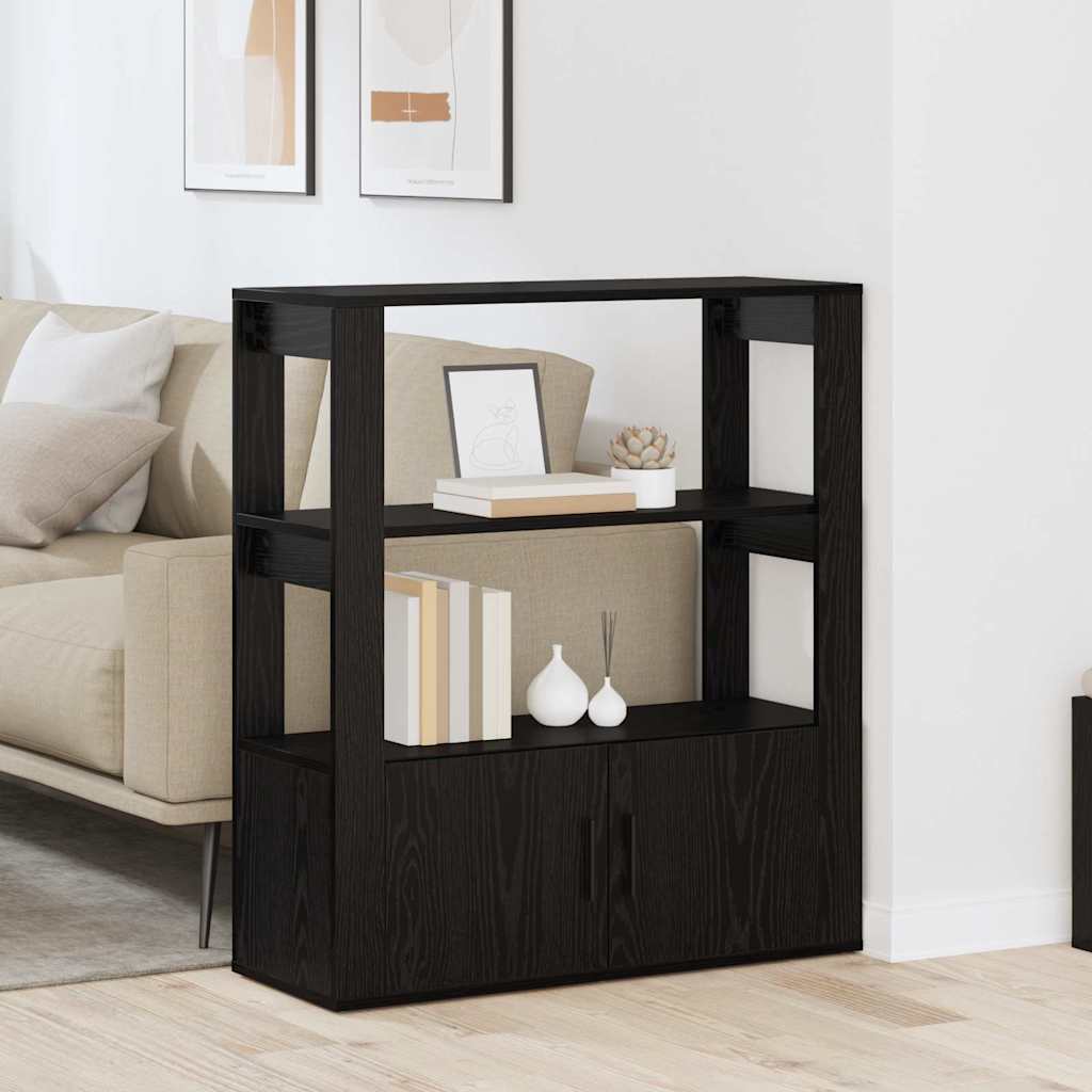 Dressoir Zwart eiken 30 x 80 x 90 cm Bewerkt hout