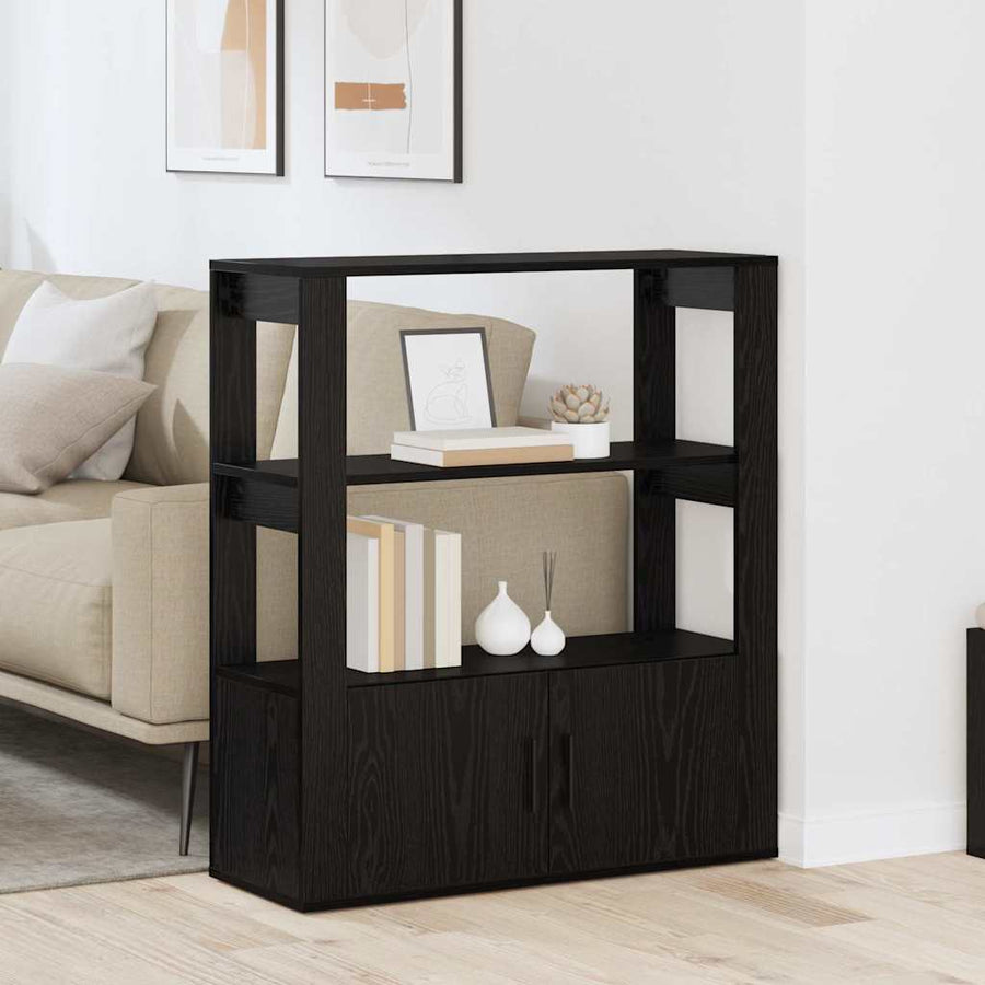 Dressoir Zwart eiken 30 x 80 x 90 cm Bewerkt hout