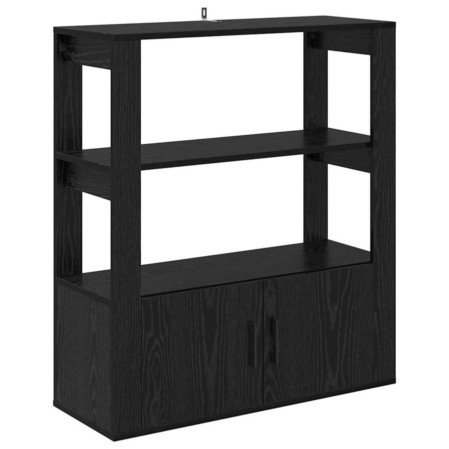 Dressoir Zwart eiken 30 x 80 x 90 cm Bewerkt hout