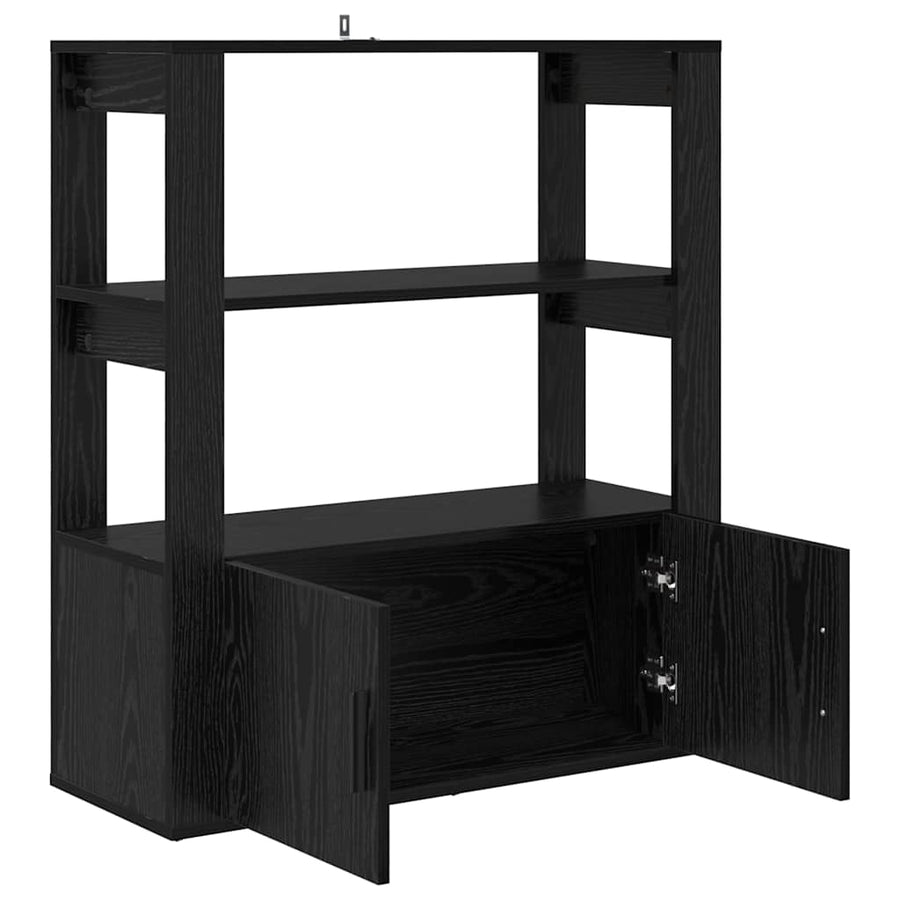 Dressoir Zwart eiken 30 x 80 x 90 cm Bewerkt hout