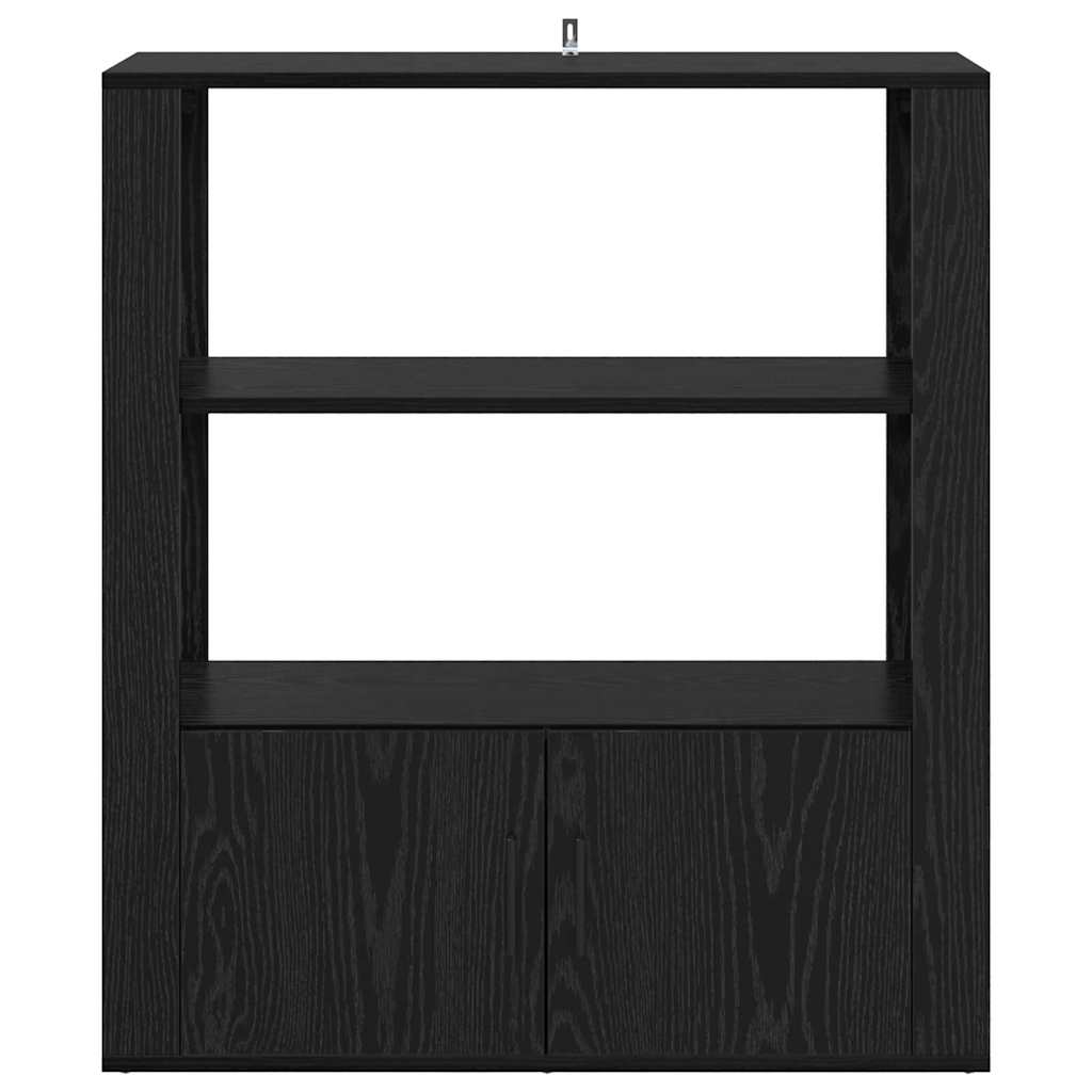 Dressoir Zwart eiken 30 x 80 x 90 cm Bewerkt hout