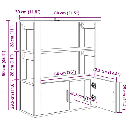 Dressoir Zwart eiken 30 x 80 x 90 cm Bewerkt hout