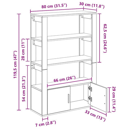 Dressoir Zwart eiken 30 x 80 x 119,5 cm Bewerkt hout