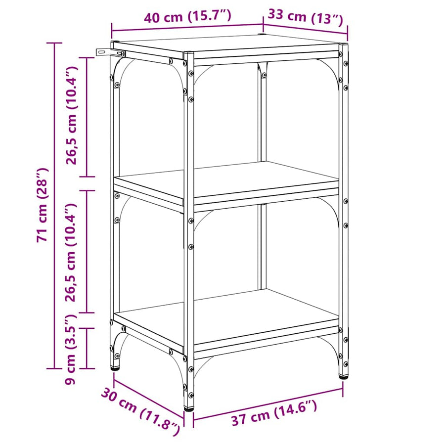 Boekenkast Zwart eiken 40 x 33 x 70,5 cm