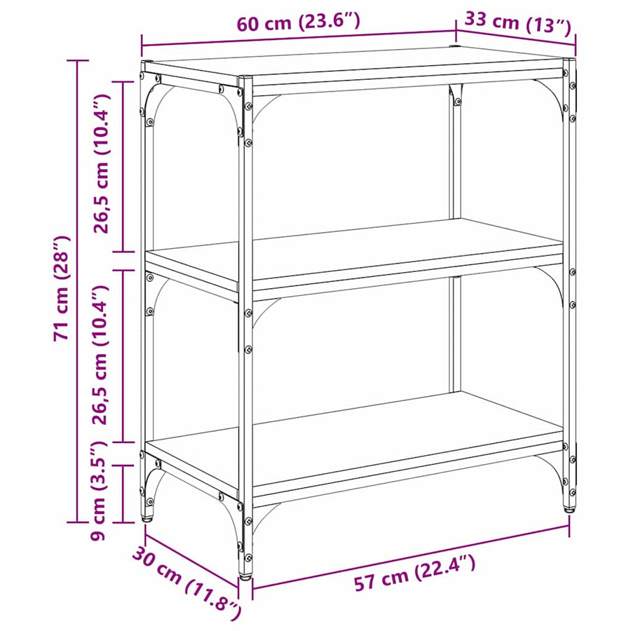 Boekenkast artisanaal eikenkleurig 60 x 33 x 70,5 cm