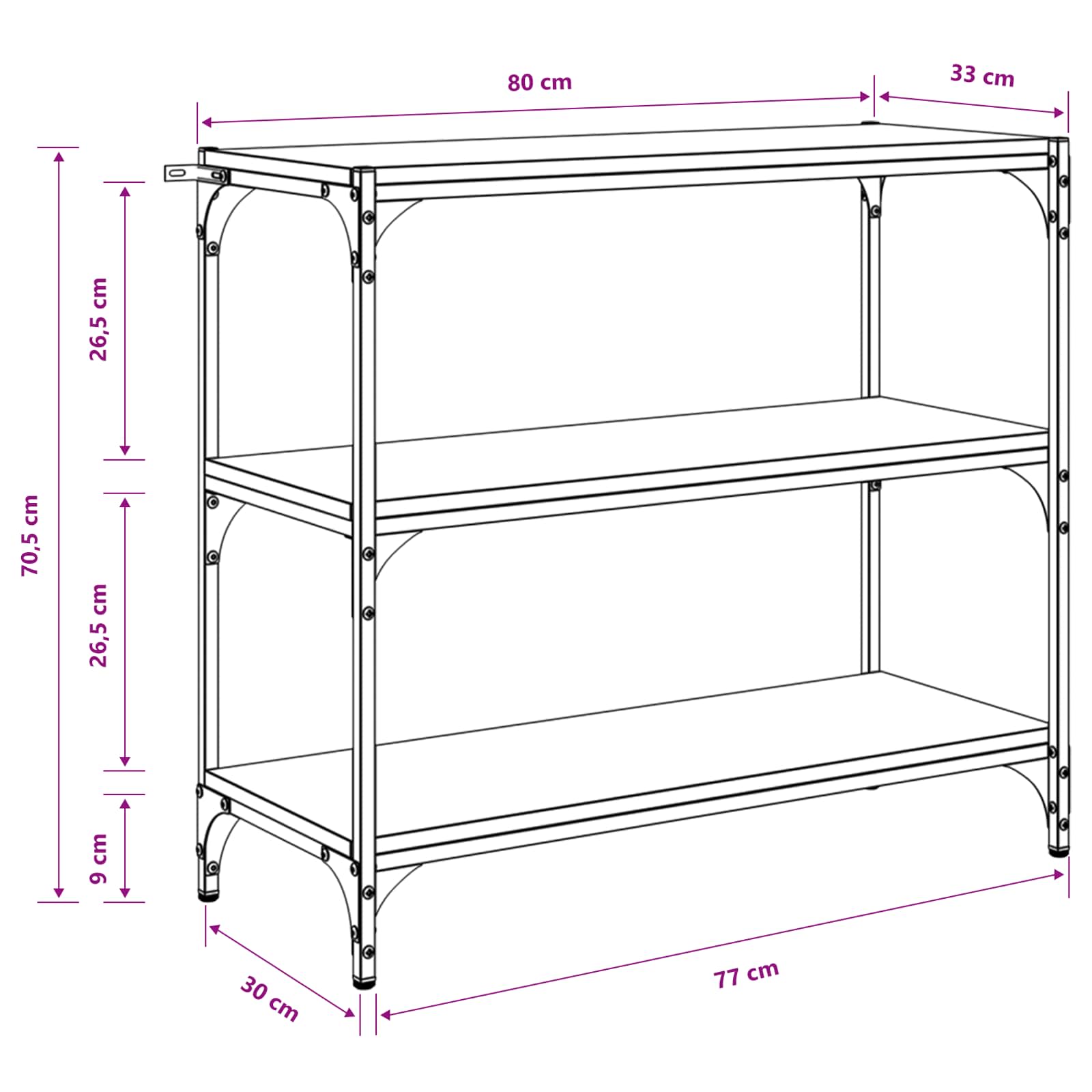 Boekenkast Artisan Eiken 80 x 33 x 70,5 cm