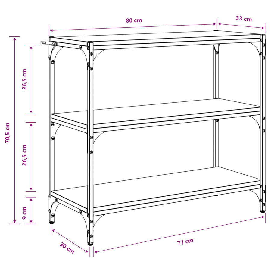 Boekenkast Zwart Eiken 80 x 33 x 70,5 cm