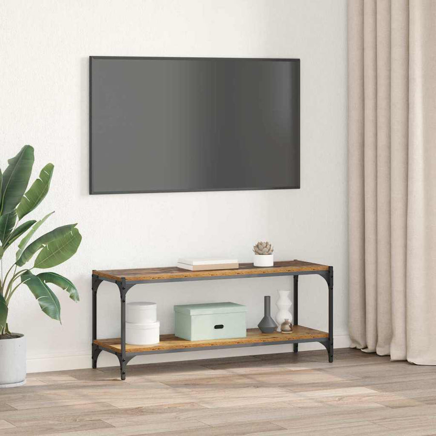 TV-kast Oud Hout 100x33x41cm Gemonteerd hout en ijzer