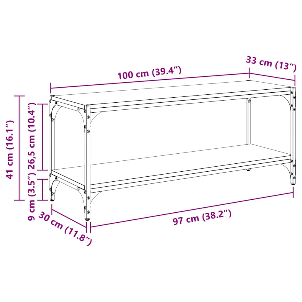 TV-kast Oud Hout 100x33x41cm Gemonteerd hout en ijzer