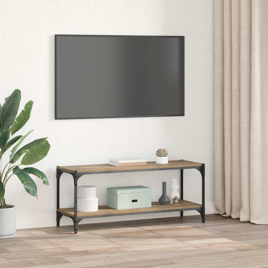 TV-kast Artisan Eiken 100x33x41cm Gemonteerd hout en ijzer