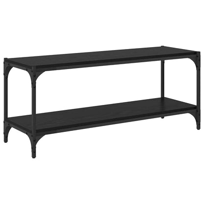 TV-kast Zwart Eiken 100x33x41cm Gemonteerd hout en ijzer