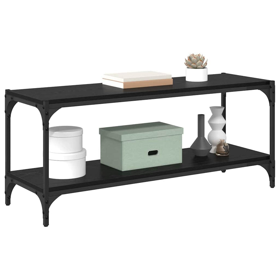 TV-kast Zwart Eiken 100x33x41cm Gemonteerd hout en ijzer