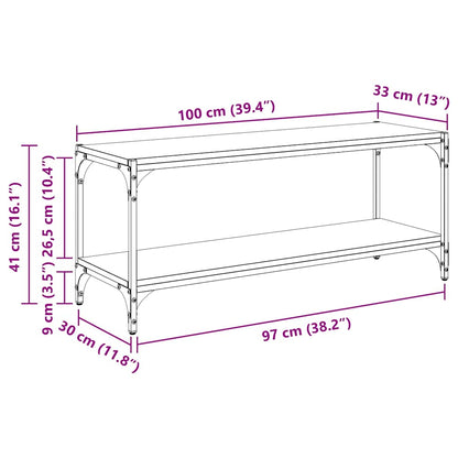 TV-kast Zwart Eiken 100x33x41cm Gemonteerd hout en ijzer