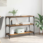 Boekenkast oud hout 100x33x70,5 cm ijzeren frame