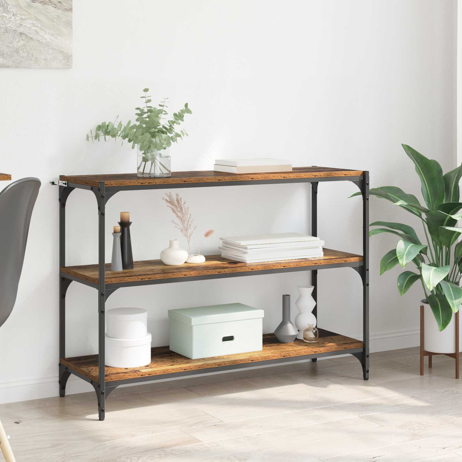 Boekenkast Oud hout 100 x 33 x 70,5 cm Gemonteerd hout en ijzer