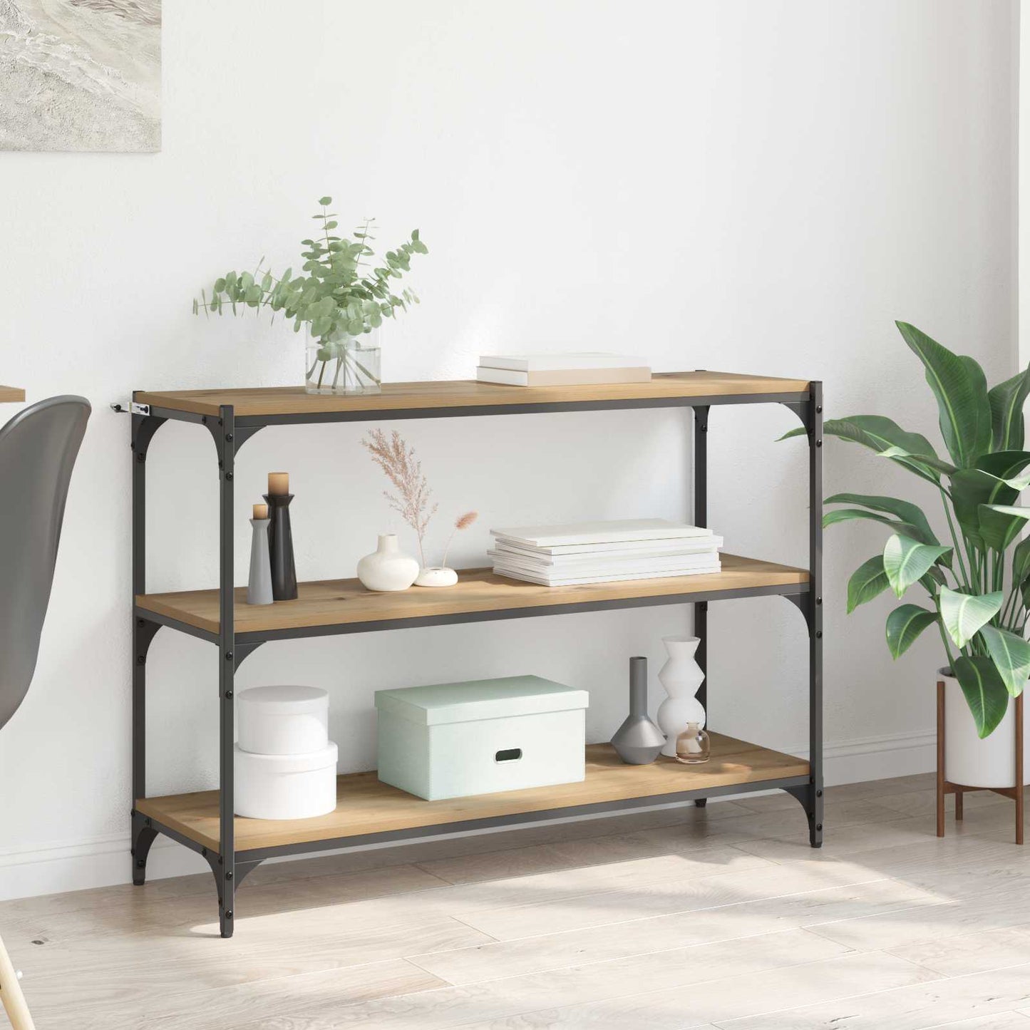 Boekenkast 3-laags 100 x 33 x 70,5 cm Gemonteerd hout en ijzer