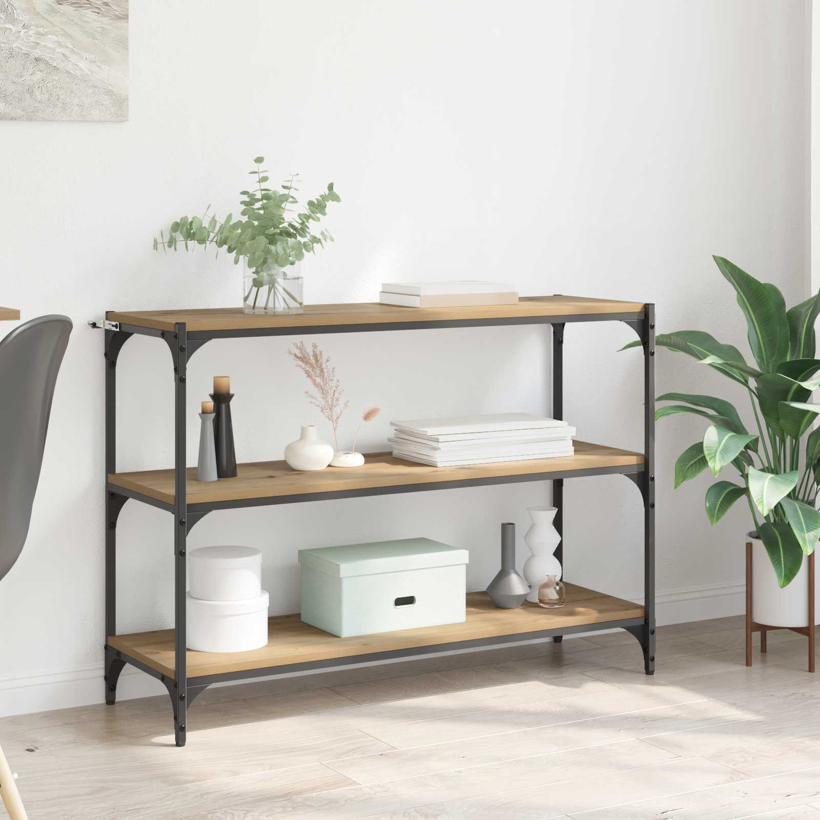 Boekenkast 3-laags 100 x 33 x 70,5 cm Gemonteerd hout en ijzer