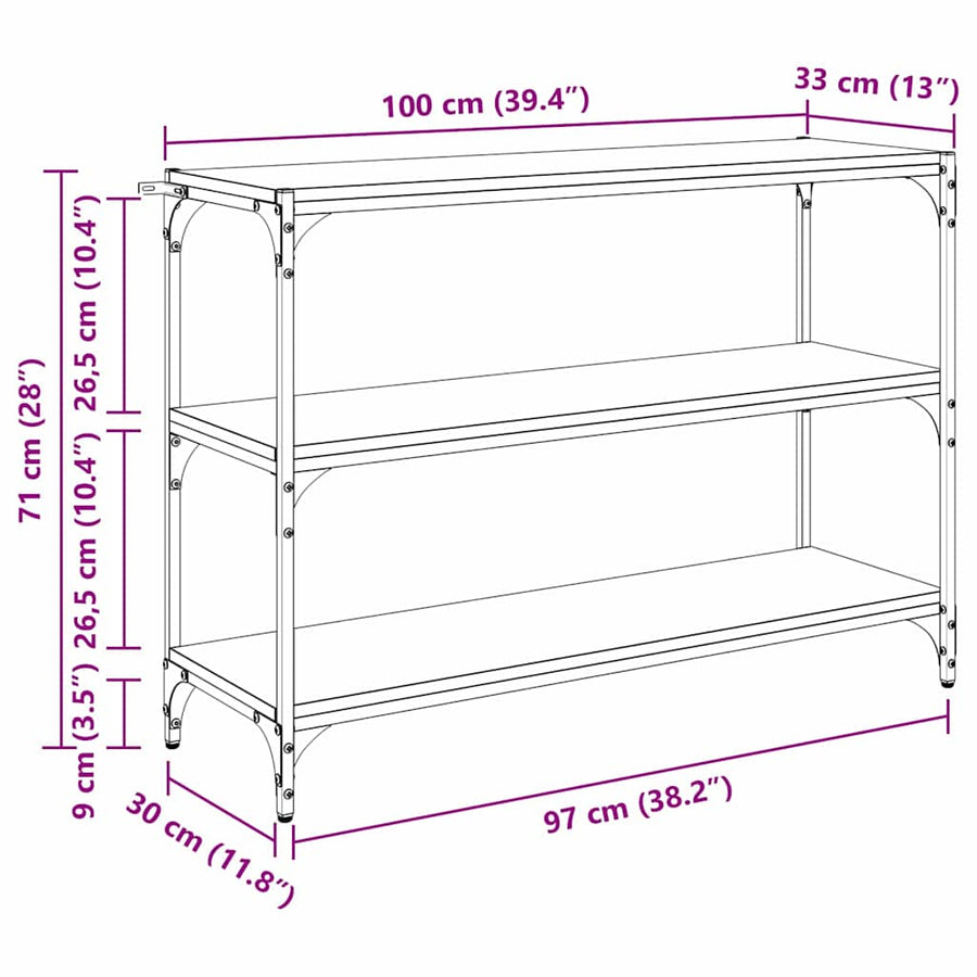 Boekenkast Zwart eiken 100 x 33 x 70,5 cm