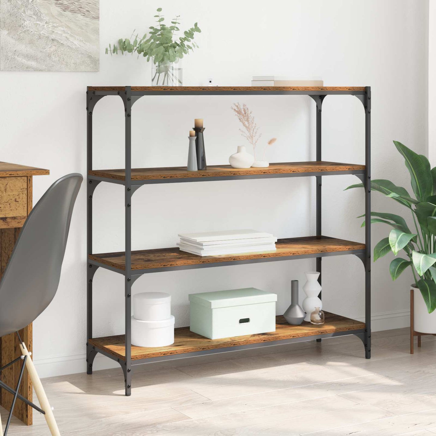 Boekenkast Oud Hout 100 x 33 x 100 cm Gemonteerd hout en ijzer