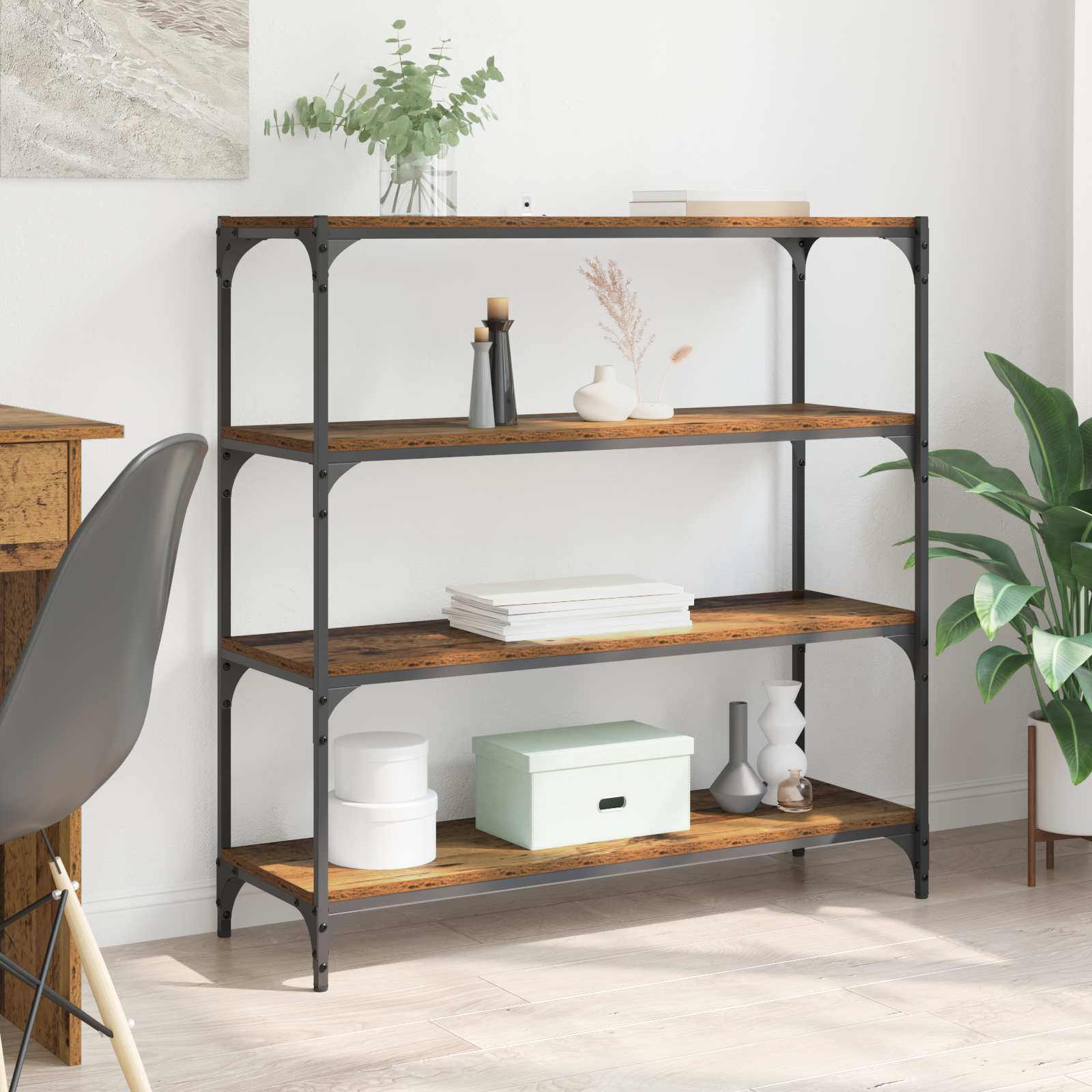 Boekenkast Oud Hout 100 x 33 x 100 cm Gemonteerd hout en ijzer